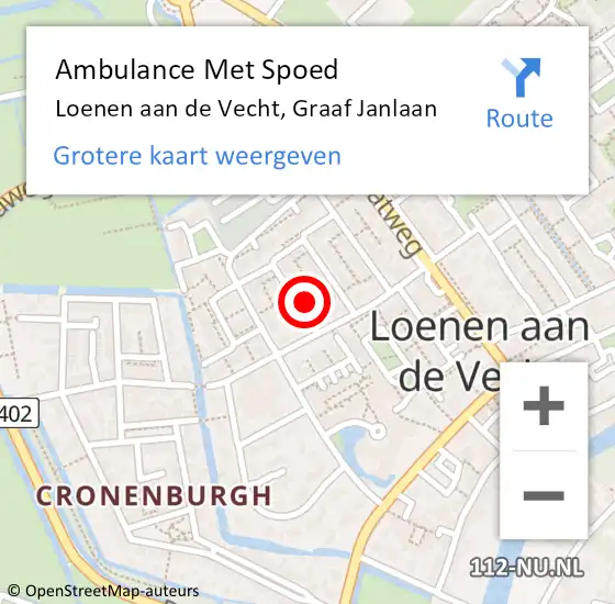 Locatie op kaart van de 112 melding: Ambulance Met Spoed Naar Loenen aan de Vecht, Graaf Janlaan op 2 februari 2017 04:41