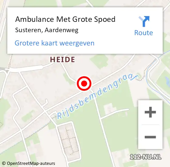 Locatie op kaart van de 112 melding: Ambulance Met Grote Spoed Naar Susteren, Aardenweg op 2 februari 2017 06:20