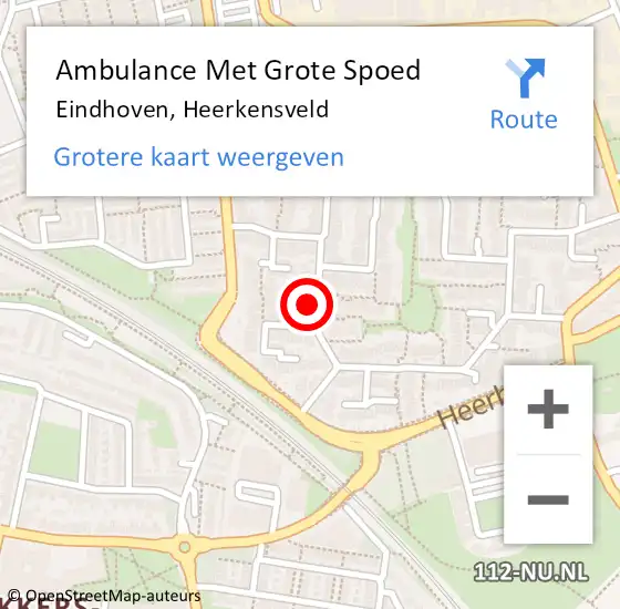 Locatie op kaart van de 112 melding: Ambulance Met Grote Spoed Naar Eindhoven, Heerkensveld op 2 februari 2017 07:34