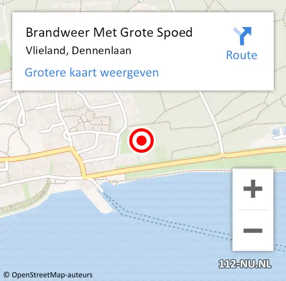 Locatie op kaart van de 112 melding: Brandweer Met Grote Spoed Naar Vlieland, Dennenlaan op 2 februari 2017 07:38