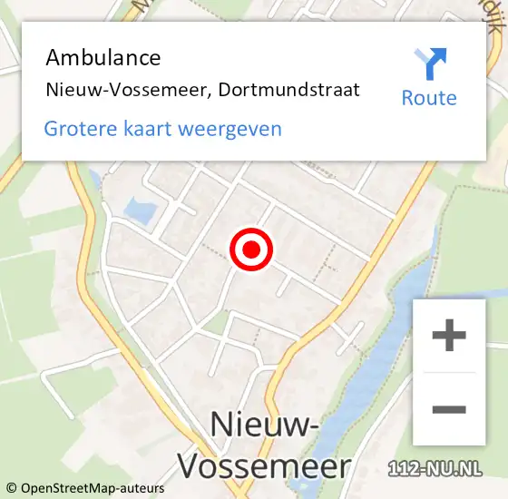 Locatie op kaart van de 112 melding: Ambulance Nieuw-Vossemeer, Dortmundstraat op 2 februari 2017 08:01