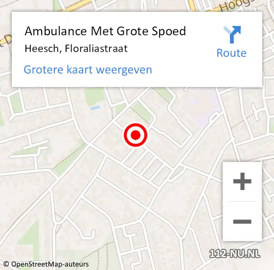 Locatie op kaart van de 112 melding: Ambulance Met Grote Spoed Naar Heesch, Floraliastraat op 2 februari 2017 08:13