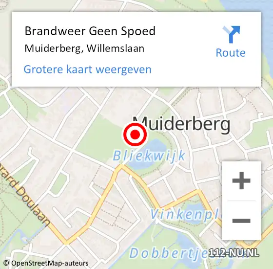 Locatie op kaart van de 112 melding: Brandweer Geen Spoed Naar Muiderberg, Willemslaan op 18 september 2013 20:06