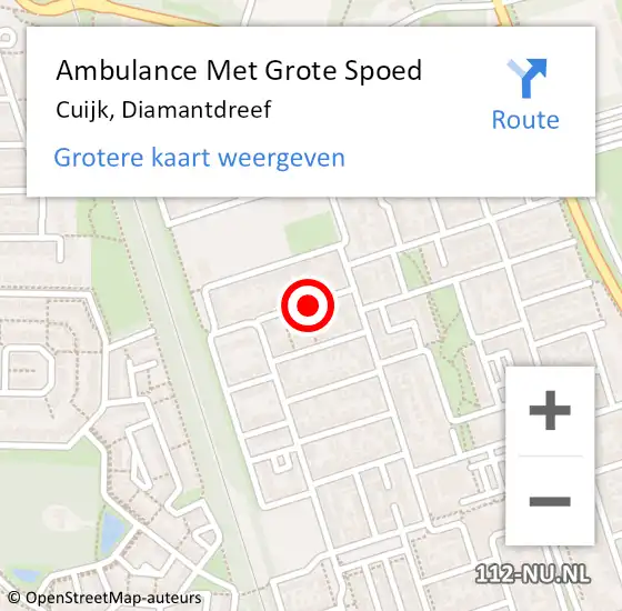 Locatie op kaart van de 112 melding: Ambulance Met Grote Spoed Naar Cuijk, Diamantdreef op 2 februari 2017 08:58