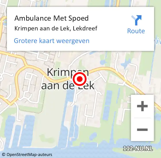 Locatie op kaart van de 112 melding: Ambulance Met Spoed Naar Krimpen aan de Lek, Lekdreef op 2 februari 2017 09:14