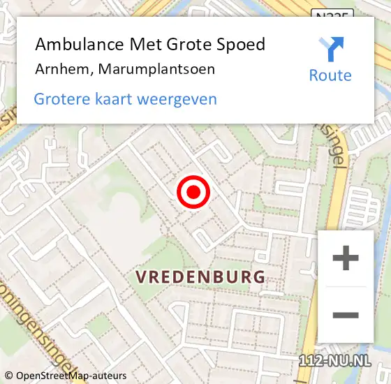 Locatie op kaart van de 112 melding: Ambulance Met Grote Spoed Naar Arnhem, Marumplantsoen op 2 februari 2017 09:41