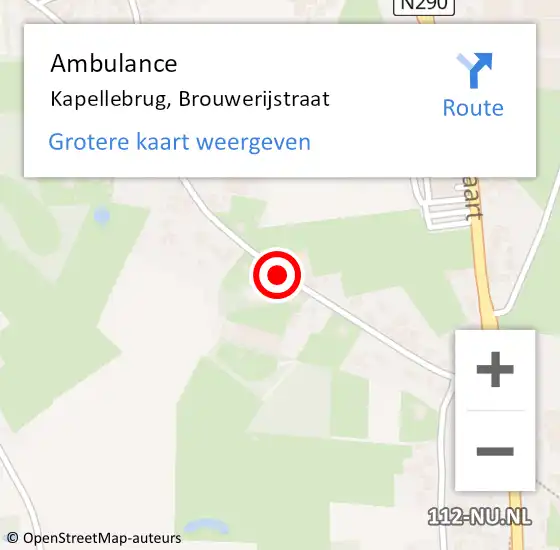 Locatie op kaart van de 112 melding: Ambulance Kapellebrug, Brouwerijstraat op 2 februari 2017 10:15