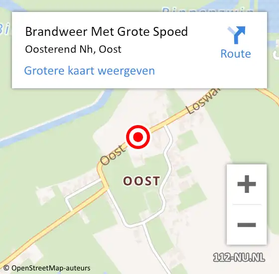 Locatie op kaart van de 112 melding: Brandweer Met Grote Spoed Naar Oosterend Nh, Oost op 2 februari 2017 11:06