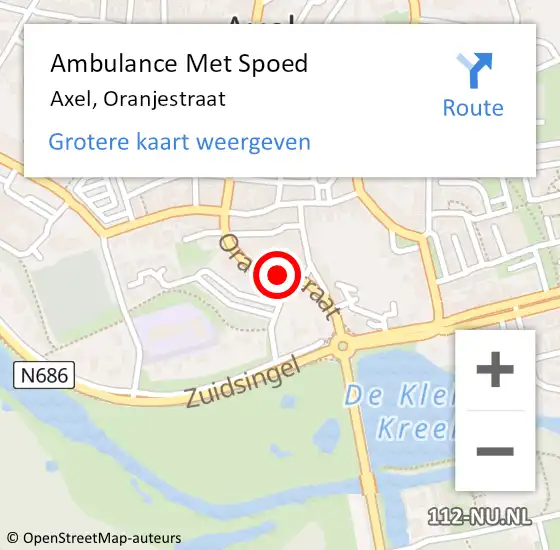 Locatie op kaart van de 112 melding: Ambulance Met Spoed Naar Axel, Oranjestraat op 2 februari 2017 11:11