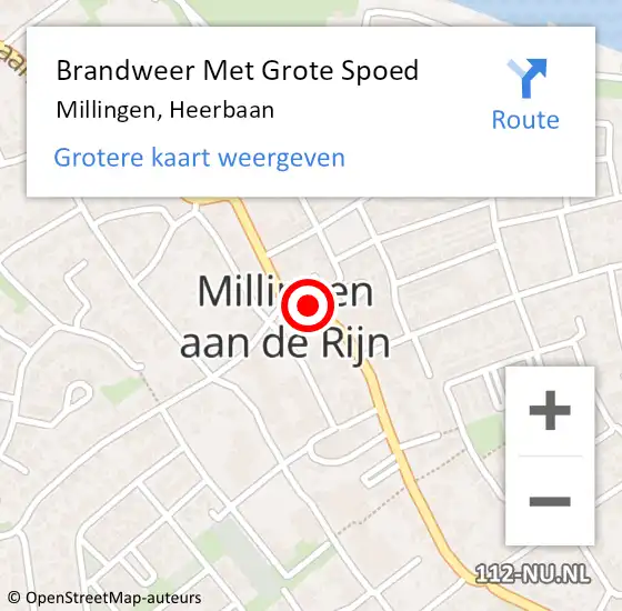 Locatie op kaart van de 112 melding: Brandweer Met Grote Spoed Naar Millingen, Heerbaan op 2 februari 2017 11:34