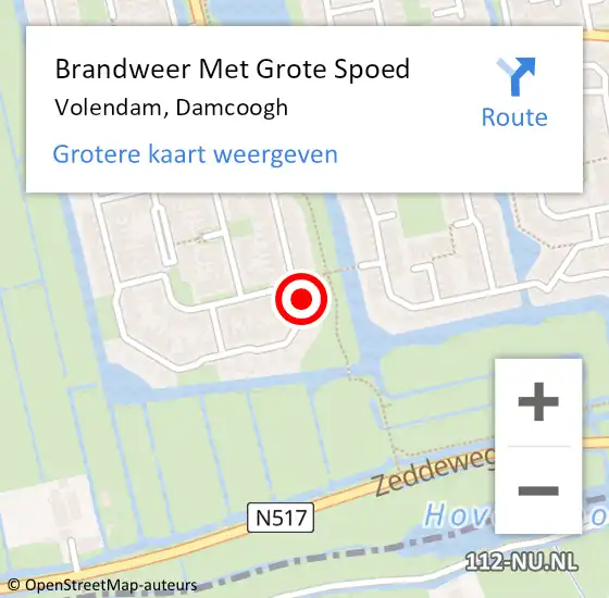 Locatie op kaart van de 112 melding: Brandweer Met Grote Spoed Naar Volendam, Damcoogh op 2 februari 2017 12:01