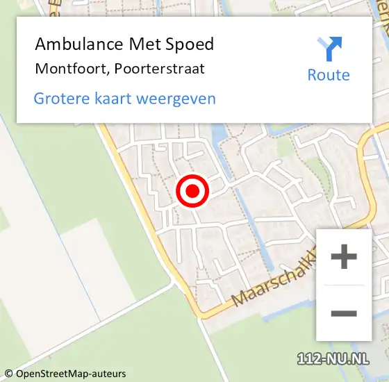 Locatie op kaart van de 112 melding: Ambulance Met Spoed Naar Montfoort, Poorterstraat op 2 februari 2017 13:13