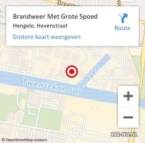 Locatie op kaart van de 112 melding: Brandweer Met Grote Spoed Naar Hengelo, Havenstraat op 2 februari 2017 13:50