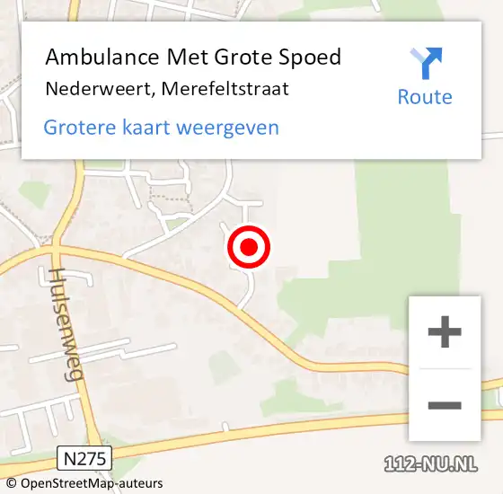 Locatie op kaart van de 112 melding: Ambulance Met Grote Spoed Naar Nederweert, Merefeltstraat op 2 februari 2017 14:00