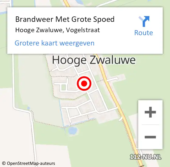 Locatie op kaart van de 112 melding: Brandweer Met Grote Spoed Naar Hooge Zwaluwe, Vogelstraat op 2 februari 2017 14:03