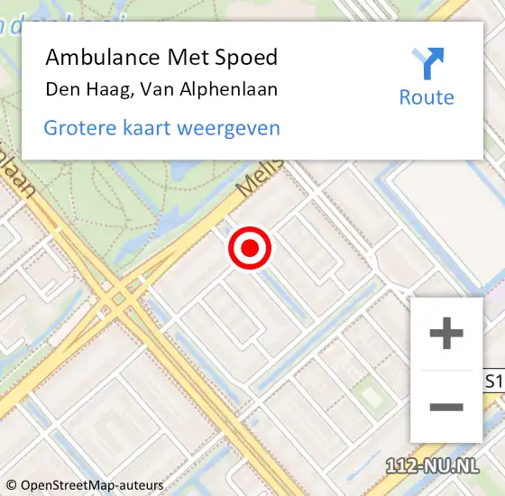 Locatie op kaart van de 112 melding: Ambulance Met Spoed Naar Den Haag, Van Alphenlaan op 2 februari 2017 14:05
