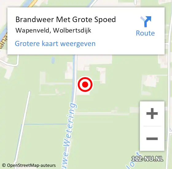 Locatie op kaart van de 112 melding: Brandweer Met Grote Spoed Naar Wapenveld, Wolbertsdijk op 9 januari 2014 18:56