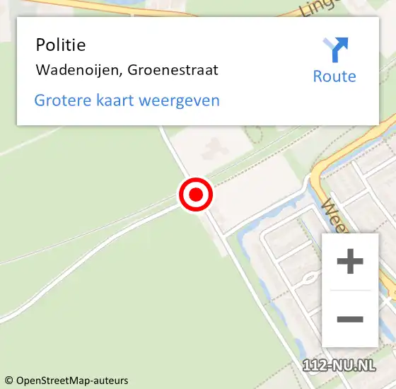 Locatie op kaart van de 112 melding: Politie Wadenoijen, Groenestraat op 2 februari 2017 14:18