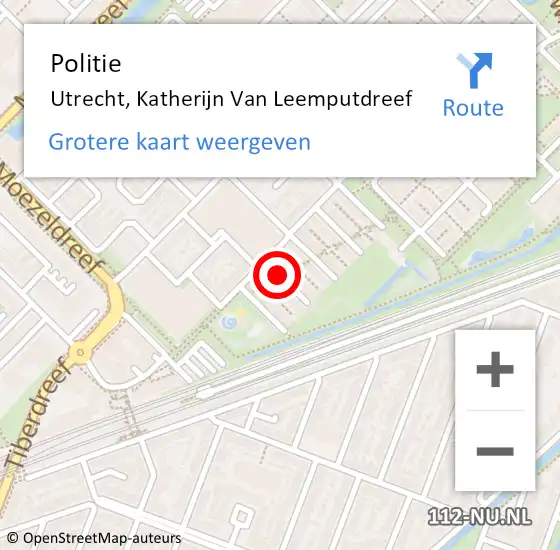 Locatie op kaart van de 112 melding: Politie Utrecht, Katherijn Van Leemputdreef op 2 februari 2017 14:40