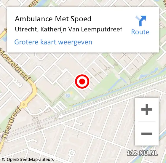 Locatie op kaart van de 112 melding: Ambulance Met Spoed Naar Utrecht, Katherijn Van Leemputdreef op 2 februari 2017 15:06