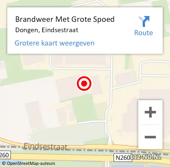 Locatie op kaart van de 112 melding: Brandweer Met Grote Spoed Naar Dongen, Eindsestraat op 2 februari 2017 15:24