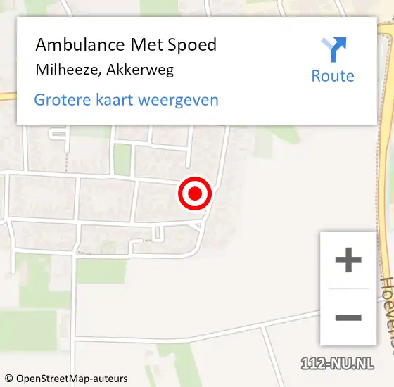 Locatie op kaart van de 112 melding: Ambulance Met Spoed Naar Milheeze, Akkerweg op 2 februari 2017 15:37