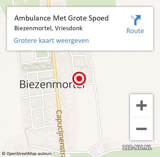 Locatie op kaart van de 112 melding: Ambulance Met Grote Spoed Naar Biezenmortel, Vriesdonk op 2 februari 2017 15:41