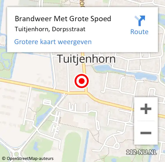 Locatie op kaart van de 112 melding: Brandweer Met Grote Spoed Naar Tuitjenhorn, Dorpsstraat op 9 januari 2014 19:24