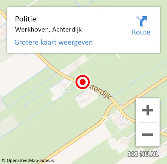 Locatie op kaart van de 112 melding: Politie Werkhoven, Achterdijk op 2 februari 2017 17:15