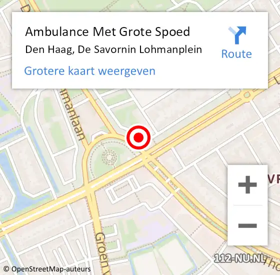 Locatie op kaart van de 112 melding: Ambulance Met Grote Spoed Naar Den Haag, De Savornin Lohmanplein op 2 februari 2017 17:35