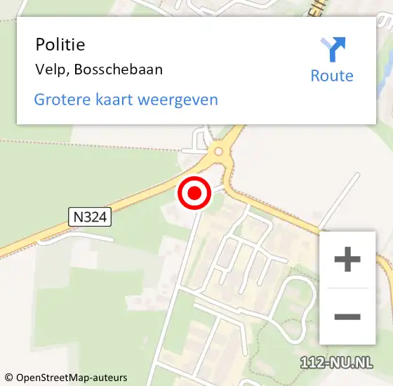 Locatie op kaart van de 112 melding: Politie Velp, Bosschebaan op 2 februari 2017 18:09