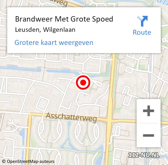 Locatie op kaart van de 112 melding: Brandweer Met Grote Spoed Naar Leusden, Wilgenlaan op 2 februari 2017 18:48