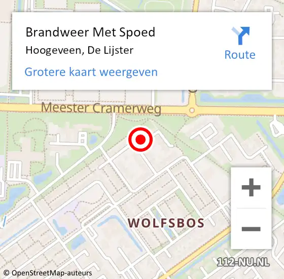 Locatie op kaart van de 112 melding: Brandweer Met Spoed Naar Hoogeveen, De Lijster op 2 februari 2017 19:16