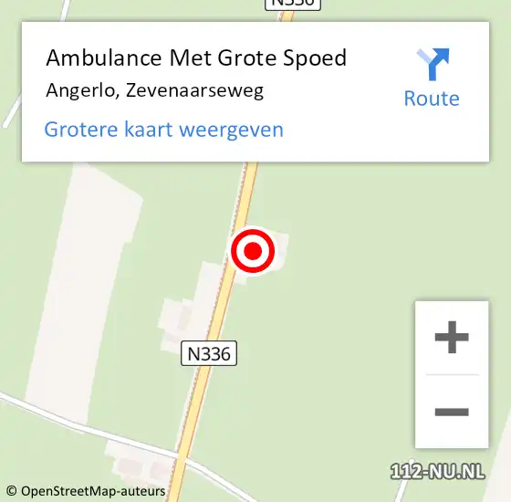 Locatie op kaart van de 112 melding: Ambulance Met Grote Spoed Naar Angerlo, Zevenaarseweg op 2 februari 2017 19:35