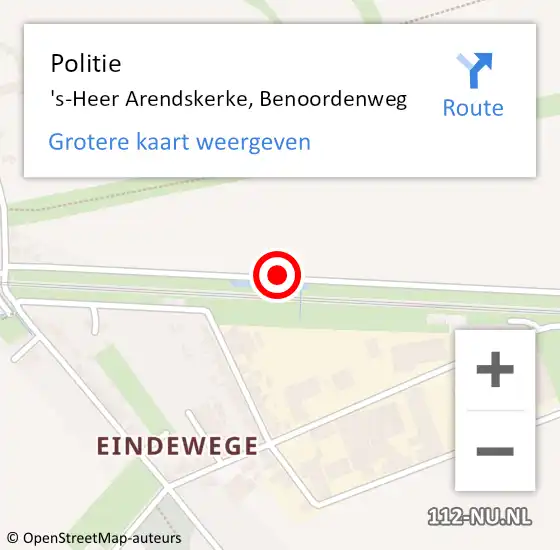 Locatie op kaart van de 112 melding: Politie 's-Heer Arendskerke, Benoordenweg op 9 januari 2014 19:43