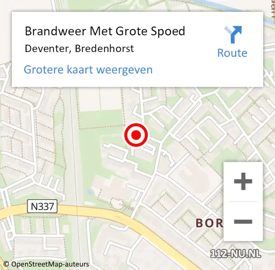 Locatie op kaart van de 112 melding: Brandweer Met Grote Spoed Naar Deventer, Bredenhorst op 2 februari 2017 19:41