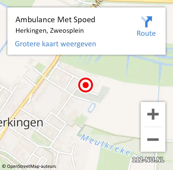 Locatie op kaart van de 112 melding: Ambulance Met Spoed Naar Herkingen, Zweosplein op 2 februari 2017 19:44