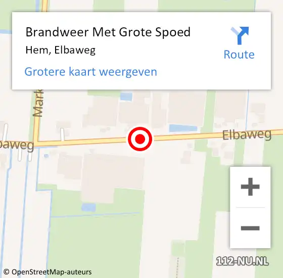 Locatie op kaart van de 112 melding: Brandweer Met Grote Spoed Naar Hem, Elbaweg op 9 januari 2014 19:45