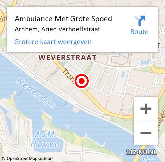 Locatie op kaart van de 112 melding: Ambulance Met Grote Spoed Naar Arnhem, Arien Verhoeffstraat op 2 februari 2017 21:24