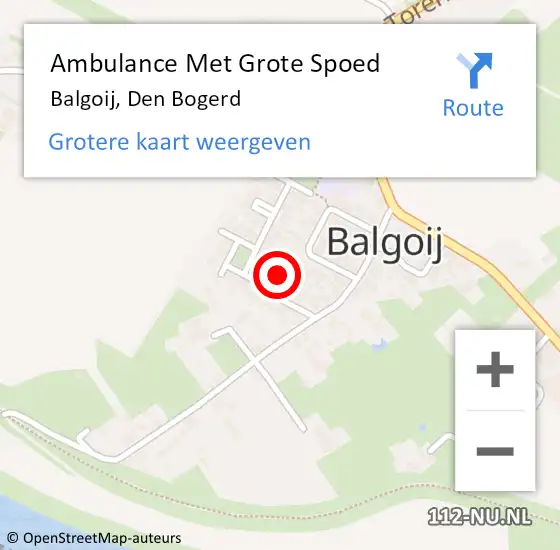 Locatie op kaart van de 112 melding: Ambulance Met Grote Spoed Naar Balgoij, Den Bogerd op 9 januari 2014 19:58