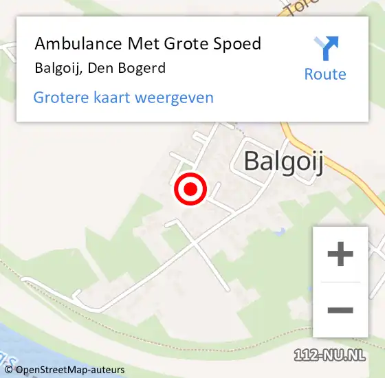 Locatie op kaart van de 112 melding: Ambulance Met Grote Spoed Naar Balgoij, Den Bogerd op 9 januari 2014 20:01