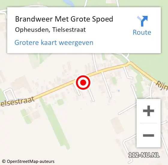 Locatie op kaart van de 112 melding: Brandweer Met Grote Spoed Naar Opheusden, Tielsestraat op 2 februari 2017 23:09