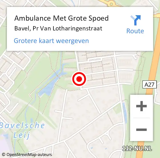 Locatie op kaart van de 112 melding: Ambulance Met Grote Spoed Naar Bavel, Pr Van Lotharingenstraat op 2 februari 2017 23:44