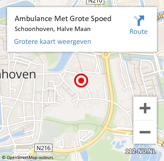 Locatie op kaart van de 112 melding: Ambulance Met Grote Spoed Naar Schoonhoven, Halve Maan op 3 februari 2017 00:31