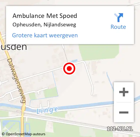 Locatie op kaart van de 112 melding: Ambulance Met Spoed Naar Opheusden, Nijlandseweg op 3 februari 2017 01:18