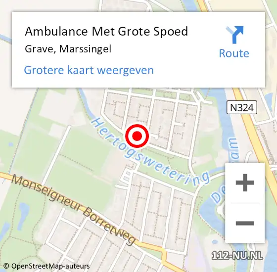 Locatie op kaart van de 112 melding: Ambulance Met Grote Spoed Naar Grave, Marssingel op 3 februari 2017 03:10