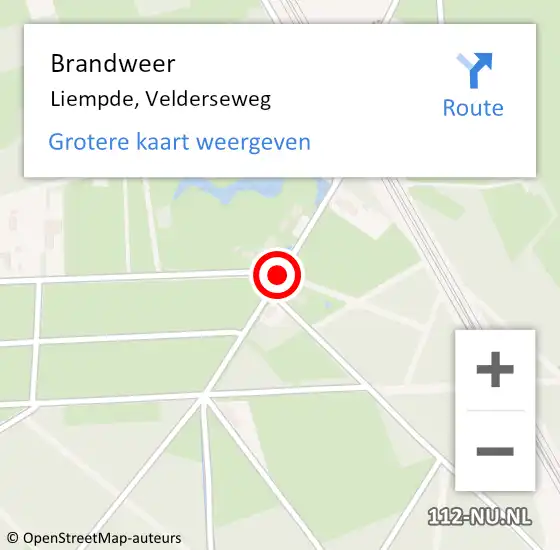 Locatie op kaart van de 112 melding: Brandweer Liempde, Velderseweg op 3 februari 2017 08:11