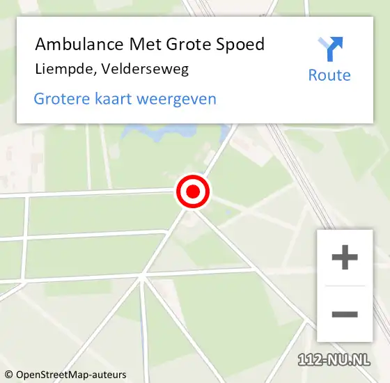 Locatie op kaart van de 112 melding: Ambulance Met Grote Spoed Naar Liempde, Velderseweg op 3 februari 2017 08:11