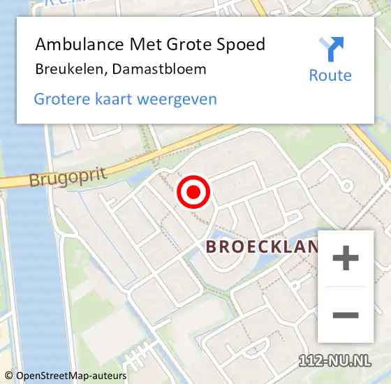 Locatie op kaart van de 112 melding: Ambulance Met Grote Spoed Naar Breukelen, Damastbloem op 3 februari 2017 08:47