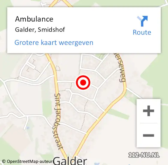 Locatie op kaart van de 112 melding: Ambulance Galder, Smidshof op 3 februari 2017 08:55